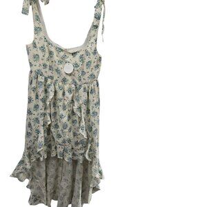 En Creme Cream Blue Floral Hi-Low Dress Size Large